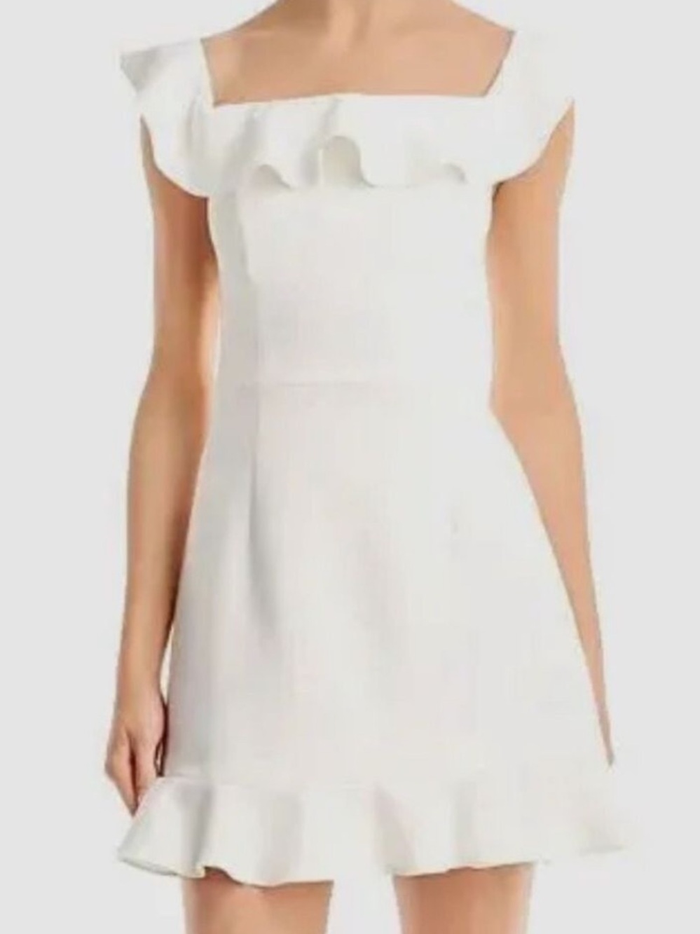 NWT $315 French Connection Women White Whisper Light Square Neck A-Line Dress